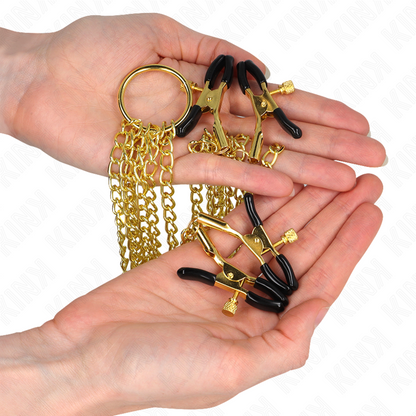 KINK - 4 PINZAS AJUSTABLES DORADAS PARA TAMPONES Y CLÍTORIS