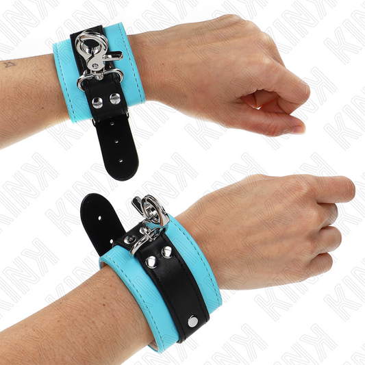 KINK - APPUI-POIGNETS VERROUILLABLES PREMIUM NOIR / BLEU RÉGLABLE 21-28 CM