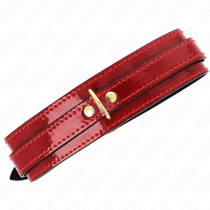 KINK - CUELLO AJUSTABLE ROJO VINO CON DETALLES DORADOS 29-42,5 CM X 4 CM