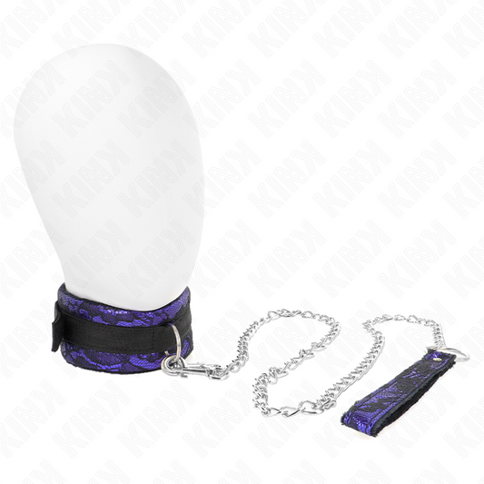 KINK - COLLIER COURT EN DENTELLE DE VELOURS AVEC CEINTURE 105 CM AVEC GARNITURE EN NYLON 44 X 5.5 CM