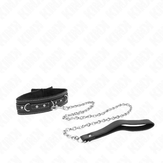 KINK - COLLAR DE CUERO PVC CON CINTURÓN 105 CM REMACHE DIAMANTES 41,5 X 4 CM