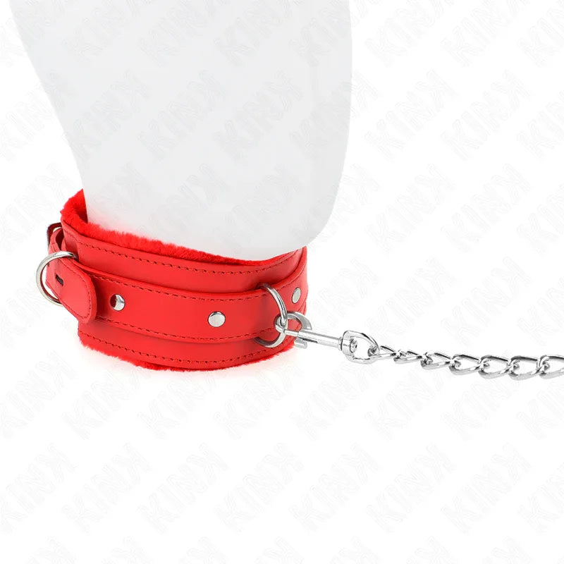 Kink – Collier avec Laisse 65 cm avec Restrictions Rouge 36 42 cm X 5,5 cm