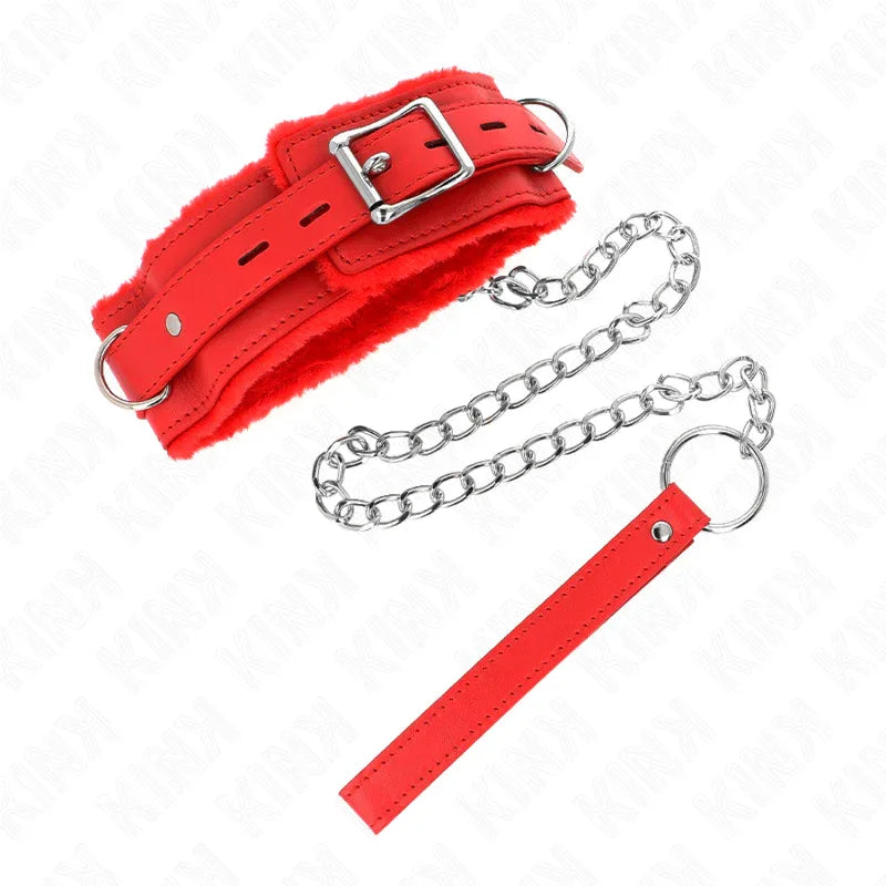Kink – Collier avec Laisse 65 cm avec Restrictions Rouge 36 42 cm X 5,5 cm