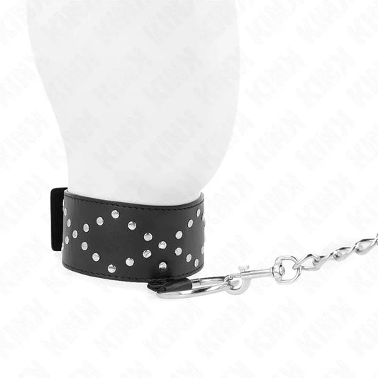 Kink – Collier 65 cm avec Laisse avec Clous Argentés Modèle 3 Réglable 36 43 cm X 5 cm