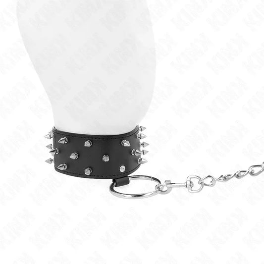 Kink – Collier avec Laisse 65 cm avec Clous Argentés Modèle 5 Réglable 36 43 cm X 5 cm