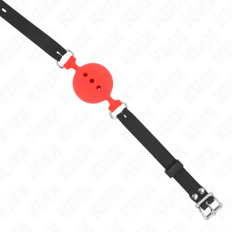 Kink – Bâillon Entièrement Silicone 55 X 2 cm avec Boule de 5 cm taille l Rouge Ajustable 35