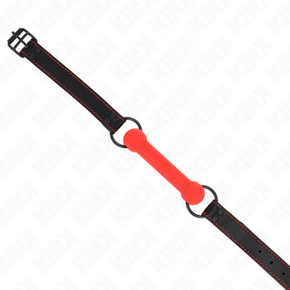 KINK - MORDAZA DE HUESO CON CORREA AJUSTABLE DE CUERO SINTÉTICO ROJO 41-57 CM