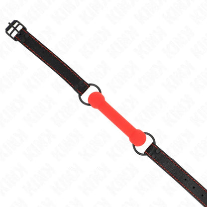 Kink – Gag en Os avec Sangle en Cuirette Rouge Ajustable 41 57 cm