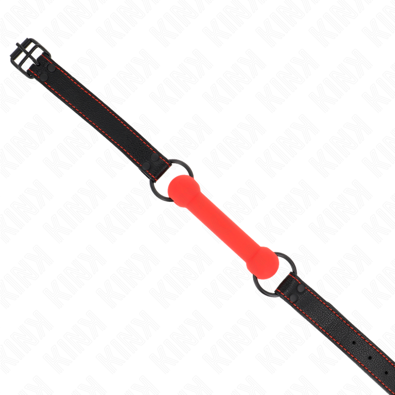 KINK - MORDAZA DE HUESO CON CORREA AJUSTABLE DE CUERO SINTÉTICO ROJO 41-57 CM