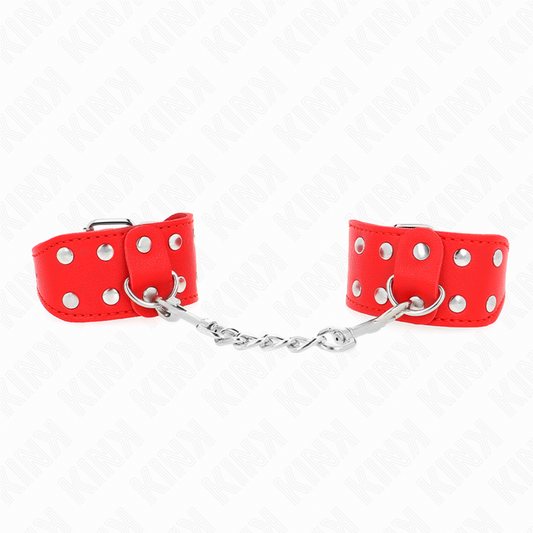 KINK - PULSERAS CON DOBLE LÍNEA DE TACHUELAS ROJAS AJUSTABLES