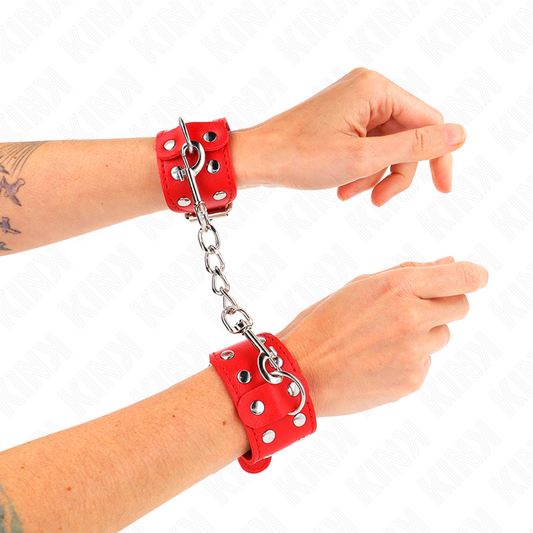 KINK - PULSERAS CON DOBLE LÍNEA DE TACHUELAS ROJAS AJUSTABLES