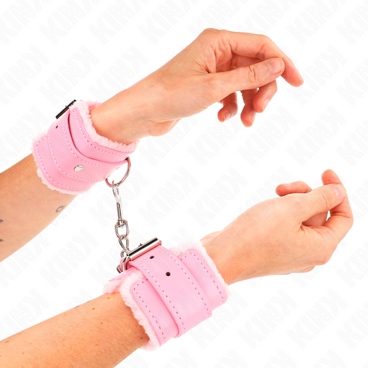 KINK - REPOSAMUÑECAS CON FORRO DE PIEL ROSA Y CINTURÓN AJUSTABLE ROSA 17-29 CM X 6 CM