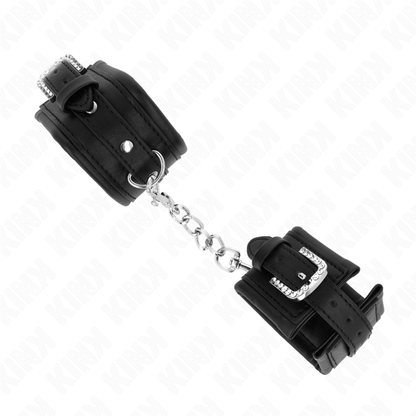 KINK - MUÑEQUERAS CON HEBILLA DE DIAMANTES NEGROS AJUSTABLES 25-32 CM X 5,5 CM