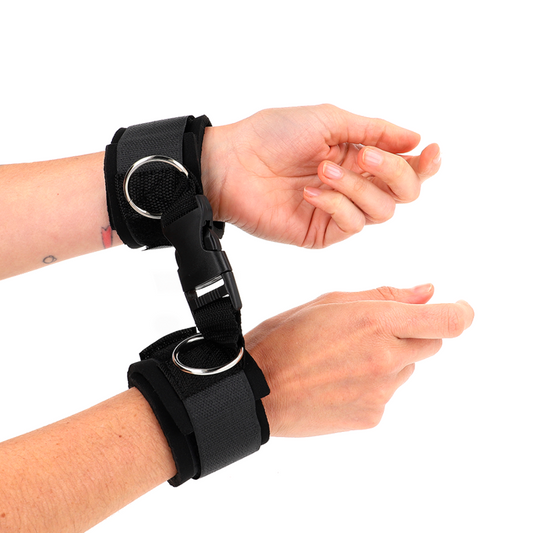 KINK - Muñequera ajustable de neopreno negro con cierres y hebillas de 22 a 34 cm