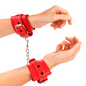 KINK - APPAREILS-POIGNETS ROUGES AVEC INCRUSTATION COEUR NOIR RÉGLABLE 21-28 CM