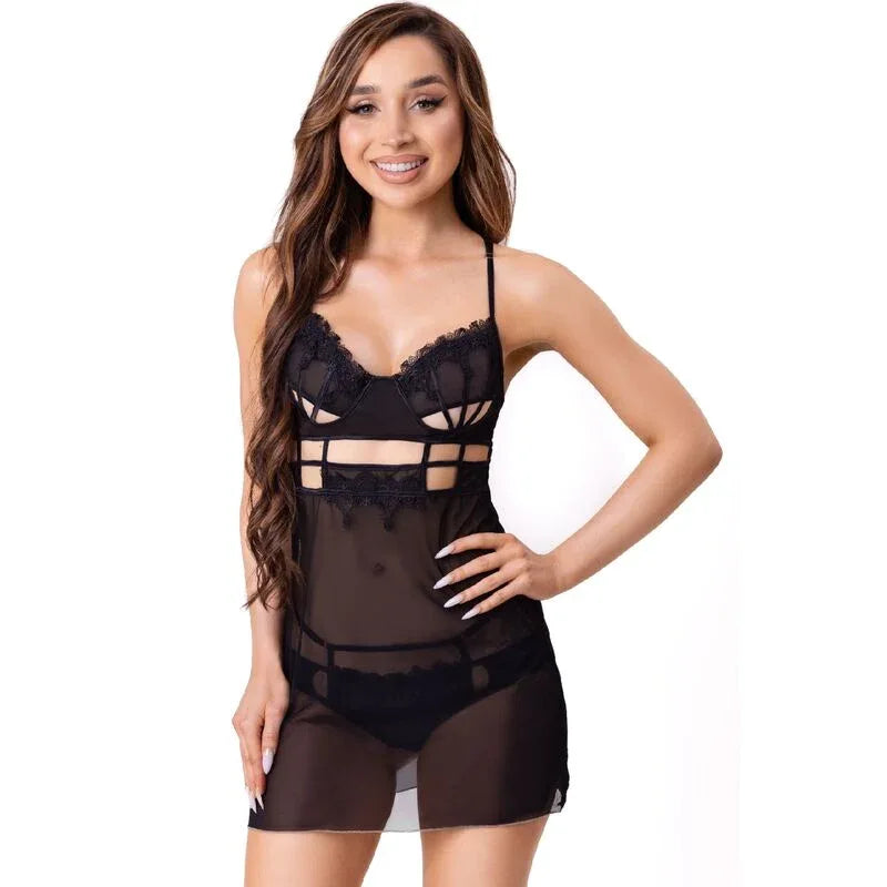 Livco Corsetti Fashion Maia 20247 Babydoll + String Noir L/XL