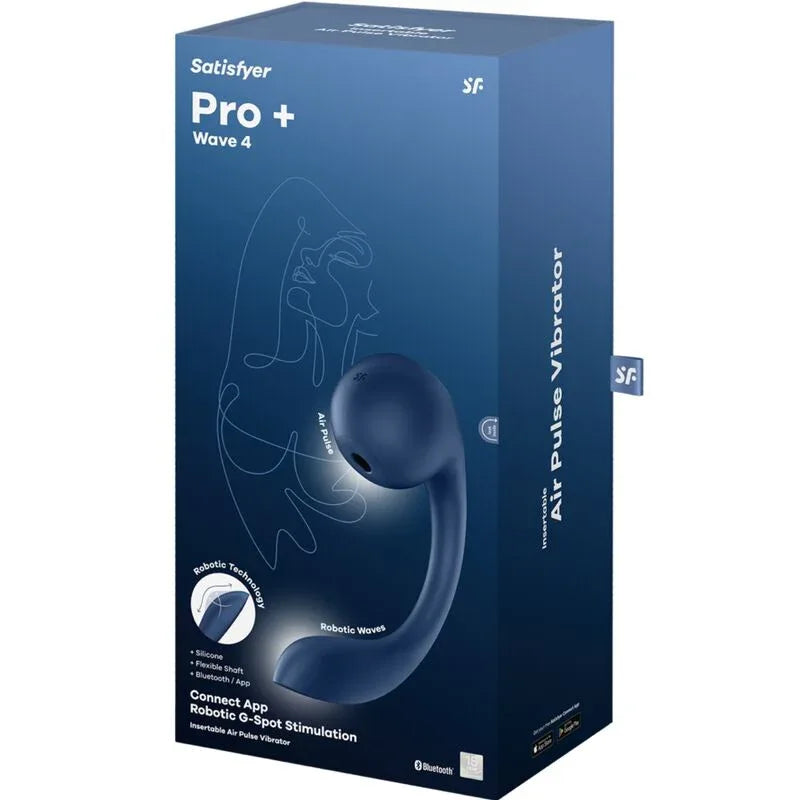 Satisfyer – Pro+ Wave 4 Stimulateur Point G et Impulsion D'Air Application Gratuite Bleu Foncé