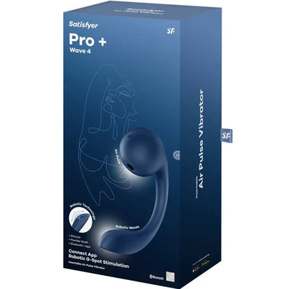 Satisfyer – Pro+ Wave 4 Stimulateur Point G et Impulsion D'Air Application Gratuite Bleu Foncé