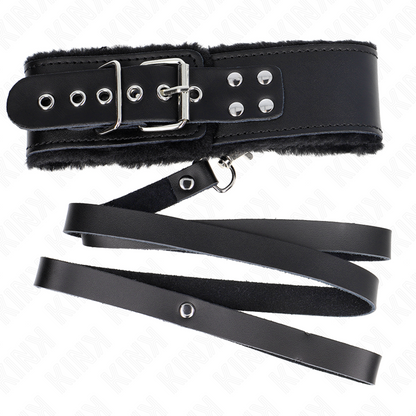 KINK - COLLAR CON CINTURÓN 116 CM CON CORREA AJUSTABLE DE CUERO NEGRO 40-48 CM X 6 CM