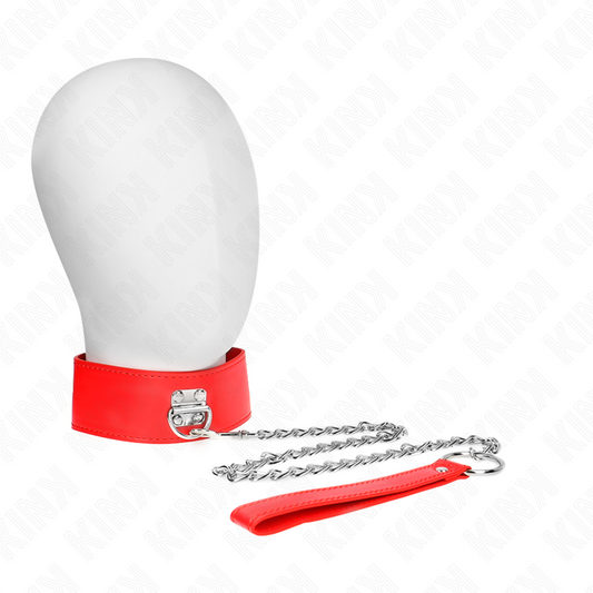 KINK - COLLAR CON CINTURÓN 65 CM CON PULSERA AJUSTABLE ROJA ANCHA 33,5-41 CM X 5 CM