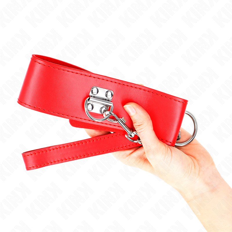 KINK - COLLAR CON CINTURÓN 65 CM CON PULSERA AJUSTABLE ROJA ANCHA 33,5-41 CM X 5 CM