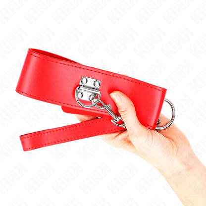 KINK - COLLAR CON CINTURÓN 65 CM CON PULSERA AJUSTABLE ROJA ANCHA 33,5-41 CM X 5 CM