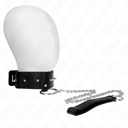 Kink – Collier 65 cm avec Laisse avec Clous Argentés Modèle 2 Réglable 36 43 cm X 5 cm