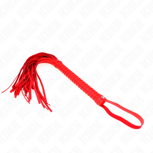 KINK - FOUET AVEC MANCHE TEXTURÉ ROUGE 48.5 CM