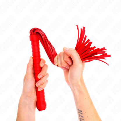 KINK - FOUET AVEC MANCHE TEXTURÉ ROUGE 48.5 CM