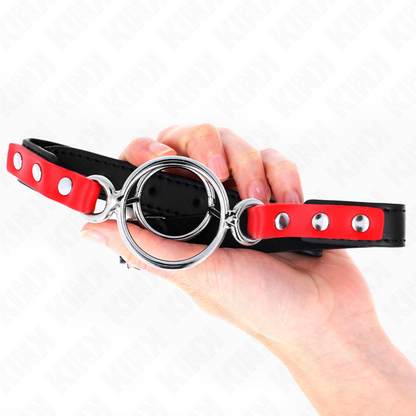 KINK - GAG AVEC PLUSIEURS O-RINGS 4 / 4.8 CM ROUGE 38 X 56 CM