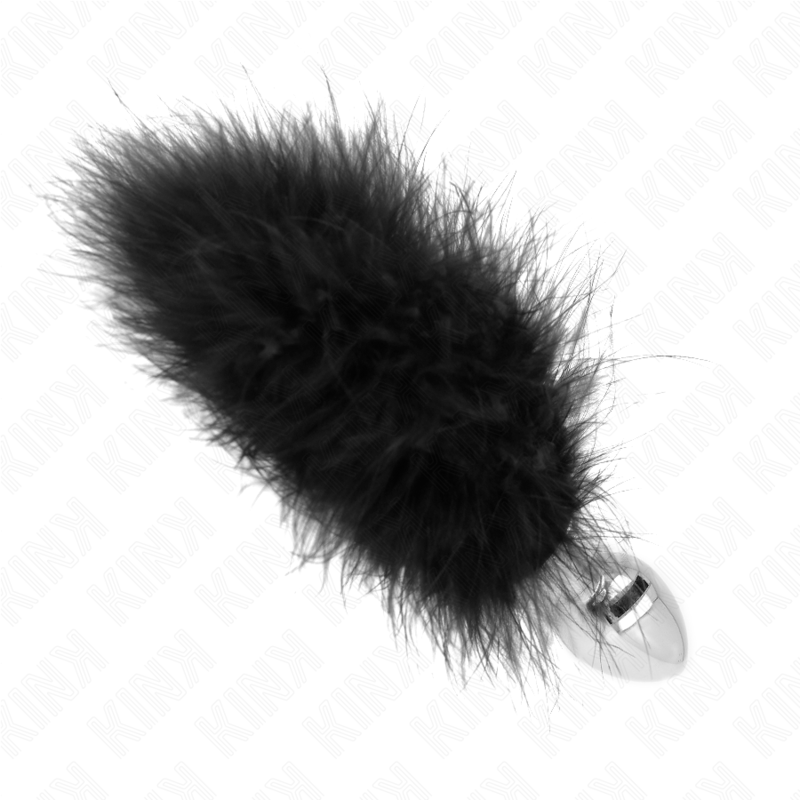 KINK - ANAL PLUG IN STAINLESS STEEL 11 x 7 CM AVEC PLUME 11 CM