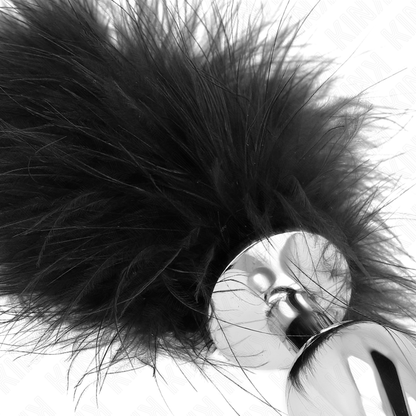 KINK - ANAL PLUG IN STAINLESS STEEL 11 x 7 CM AVEC PLUME 11 CM