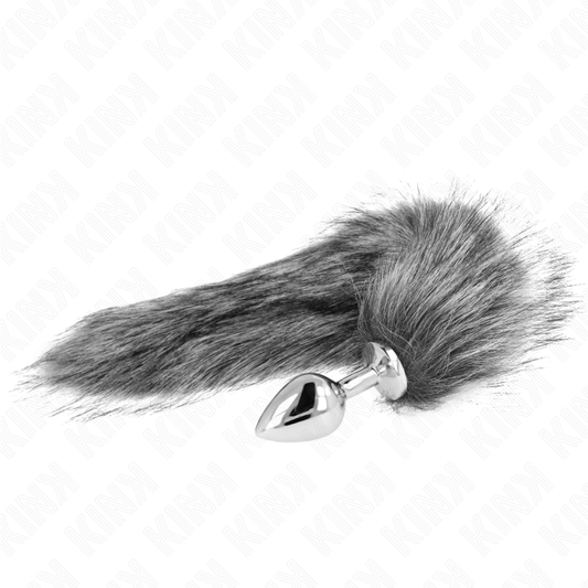 KINK - ANAL PLUG TAILLE M 8 X 3.5 CM AVEC QUEUE SYNTHÉTIQUE 40 CM GRAY