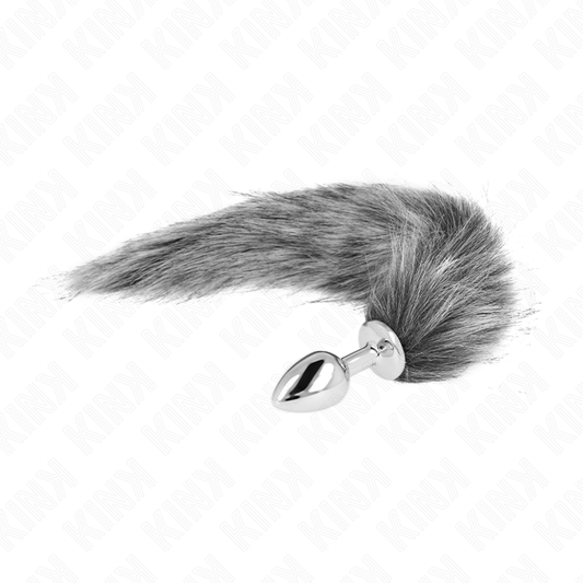 KINK - ANAL PLUG TAILLE S 7 X 3 CM AVEC QUEUE SYNTHÉTIQUE 40 CM GRAY