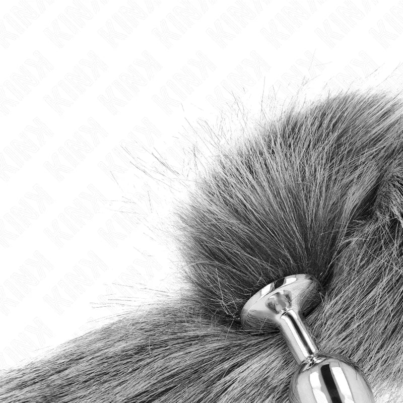 Kink – Plug Anal taille S 7 X 3 cm avec Queue Synthétique 40 cm Gris