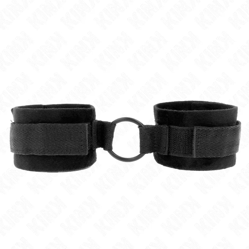 Kink – Manchettes Débutant Fourrure 25 cm avec O Ring 4 cm Noir Ajustable 15 25 cm