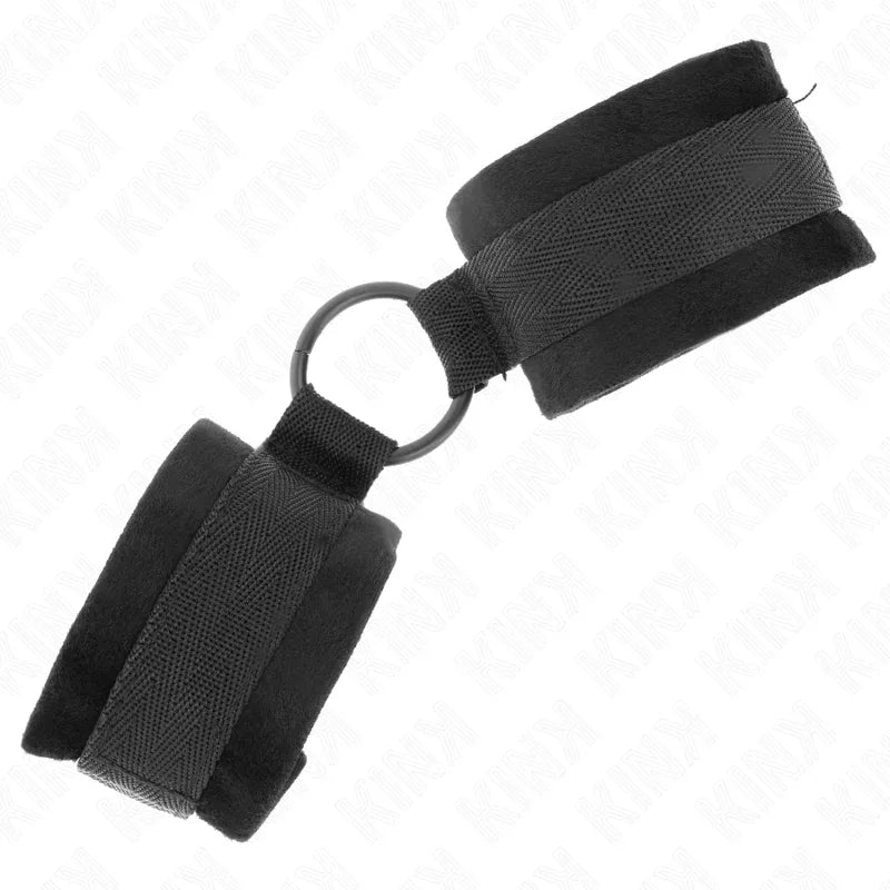 Kink – Manchettes Débutant Fourrure 25 cm avec O Ring 4 cm Noir Ajustable 15 25 cm
