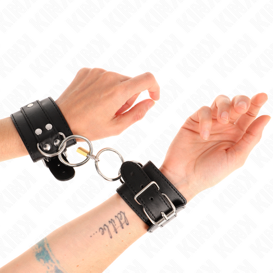 KINK - ALMOHADILLAS PARA MUÑECAS CON ANILLA TÓRICA NEGRA, AJUSTABLES, 20-28 CM X 5,5 CM