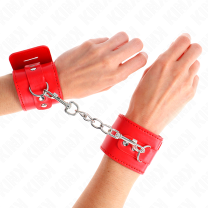 KINK - APPUI-POIGNETS AVEC FERMETURE PAIR CHAINS ROUGE ADJUSTABLE 16-23 CM X 5.5 CM
