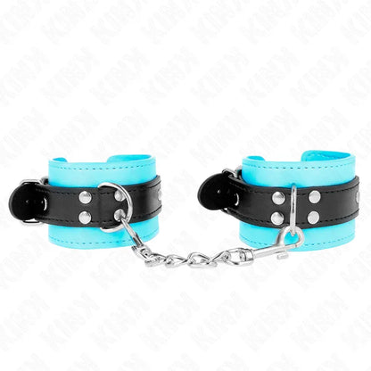 Kink – Appareils Poignets à Crochet Doublés de Fourrure Bleu Ajustables 20 28 cm X 5,5 cm