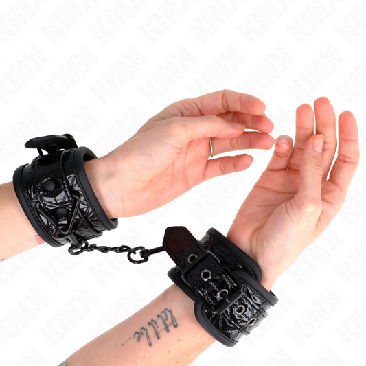 KINK - Sujeciones de muñeca ajustables con patrón de diamante negro 17-26 cm x 5,5 cm