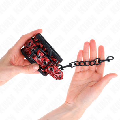 KINK - REPOSAMUÑECAS CON PATRÓN DE DIAMANTES ROJO OSCURO AJUSTABLE 17-26 CM X 5,5 CM