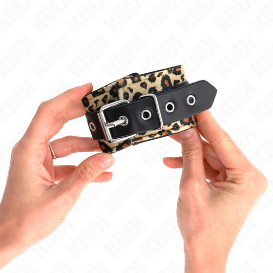 KINK - Sujeción de muñeca ajustable de cuero genuino de leopardo 18-29 cm x 5,5 cm