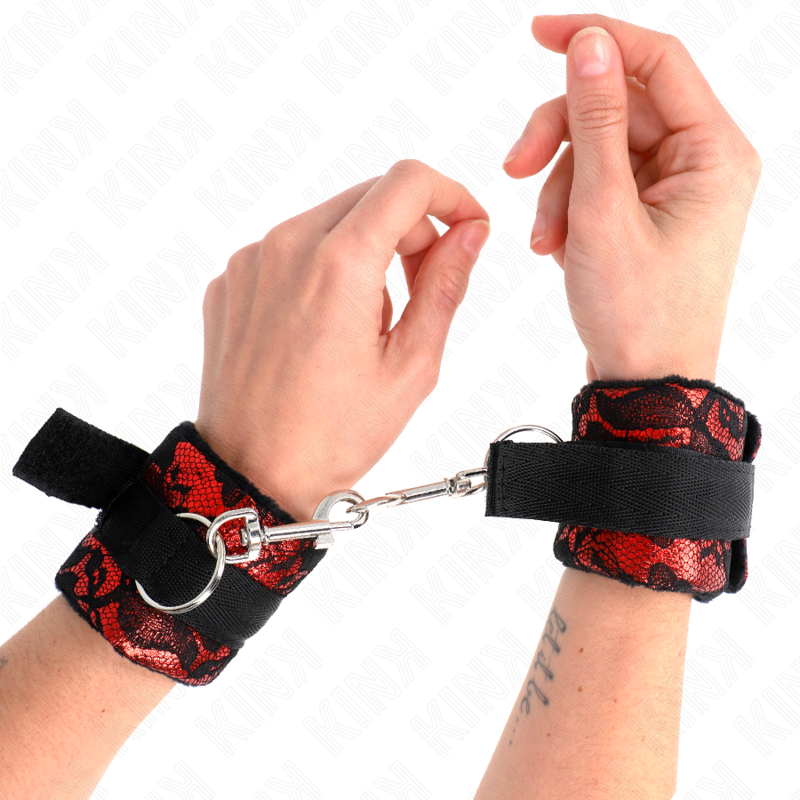 KINK - RESTRICCIONES DE MUÑECA ROJAS Y NEGRAS DE SCANDAL
