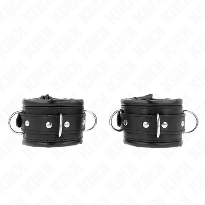 KINK - REPOSAMUÑECAS RESISTENTES FORRADOS CON PIEL NEGRA AJUSTABLE 20-30 CM X 6 CM