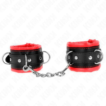 Kink – Appui Poignets Lourds Doublés de Fourrure Rouge Ajustables 20 30 cm X 6 cm