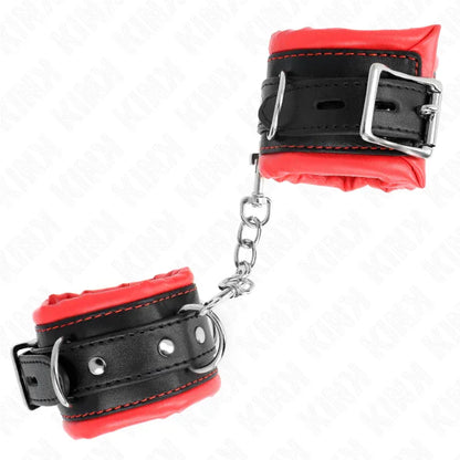 Kink – Appui Poignets Lourds Doublés de Fourrure Rouge Ajustables 20 30 cm X 6 cm
