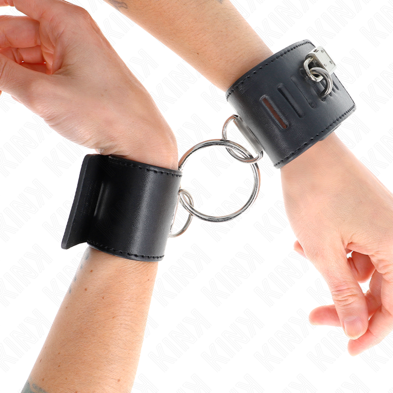 KINK - APPUI-POIGNETS FIXES AVEC ANNEAU ET FERMETURE PAR CADENAS NOIR AJUSTABLE 16-23 CM X 5.5 CM