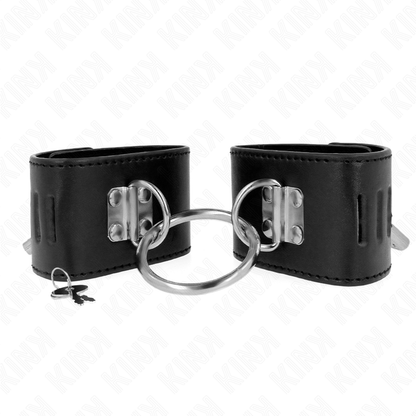 KINK - APPUI-POIGNETS FIXES AVEC ANNEAU ET FERMETURE PAR CADENAS NOIR AJUSTABLE 16-23 CM X 5.5 CM