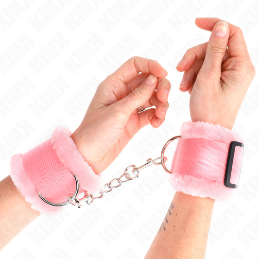 KINK - Reposamuñecas ajustables con forro de piel rosa (17-31 cm x 7 cm)